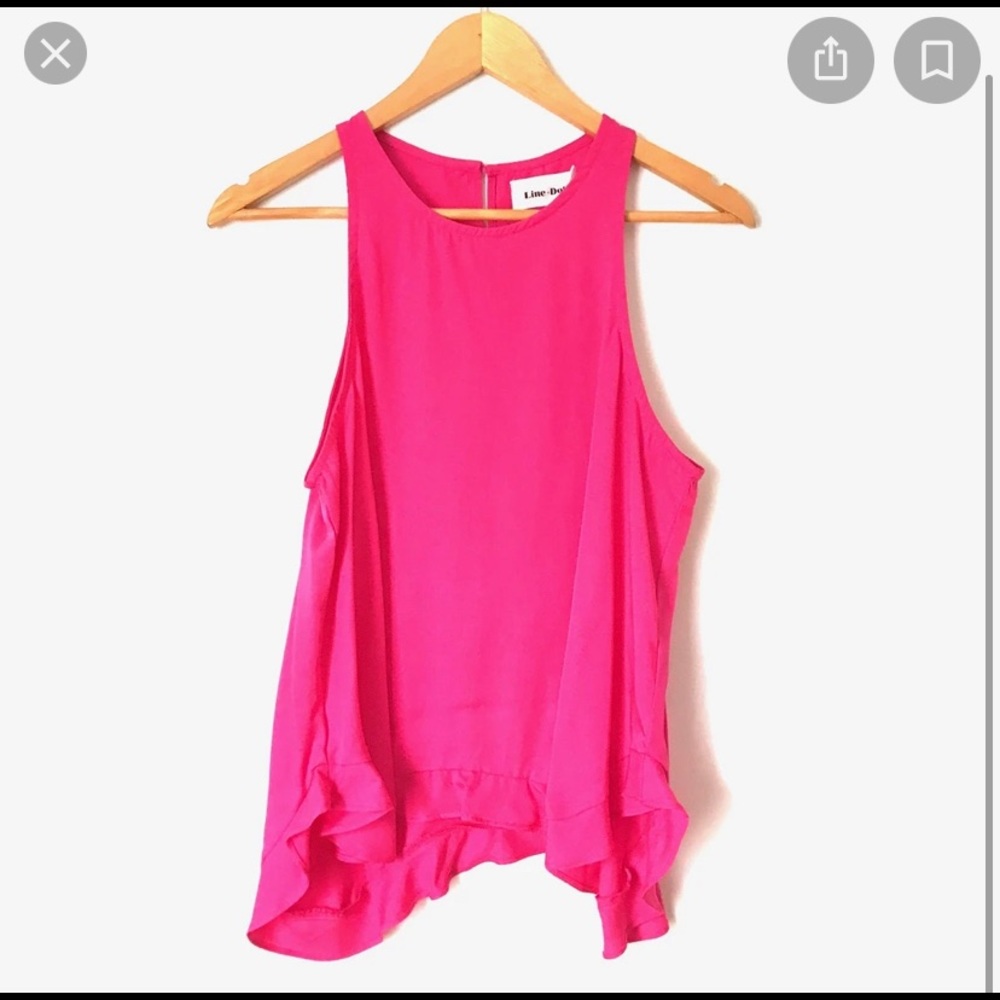 Line + Dot Ruffle hem pink tank